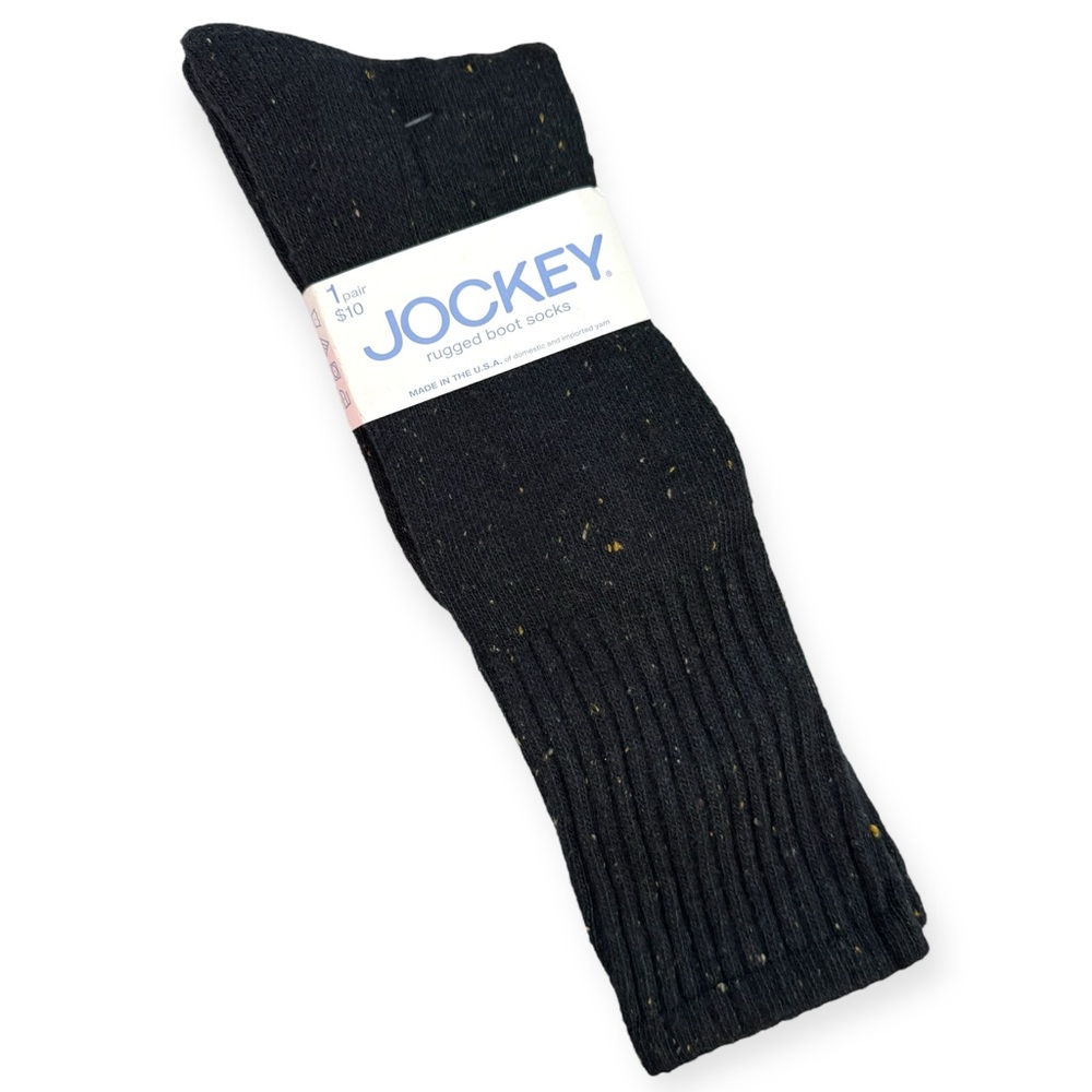 Jockey Womens Rugged Boot Sock Shoe Size 4-10 Black Tweed 11” Cuff